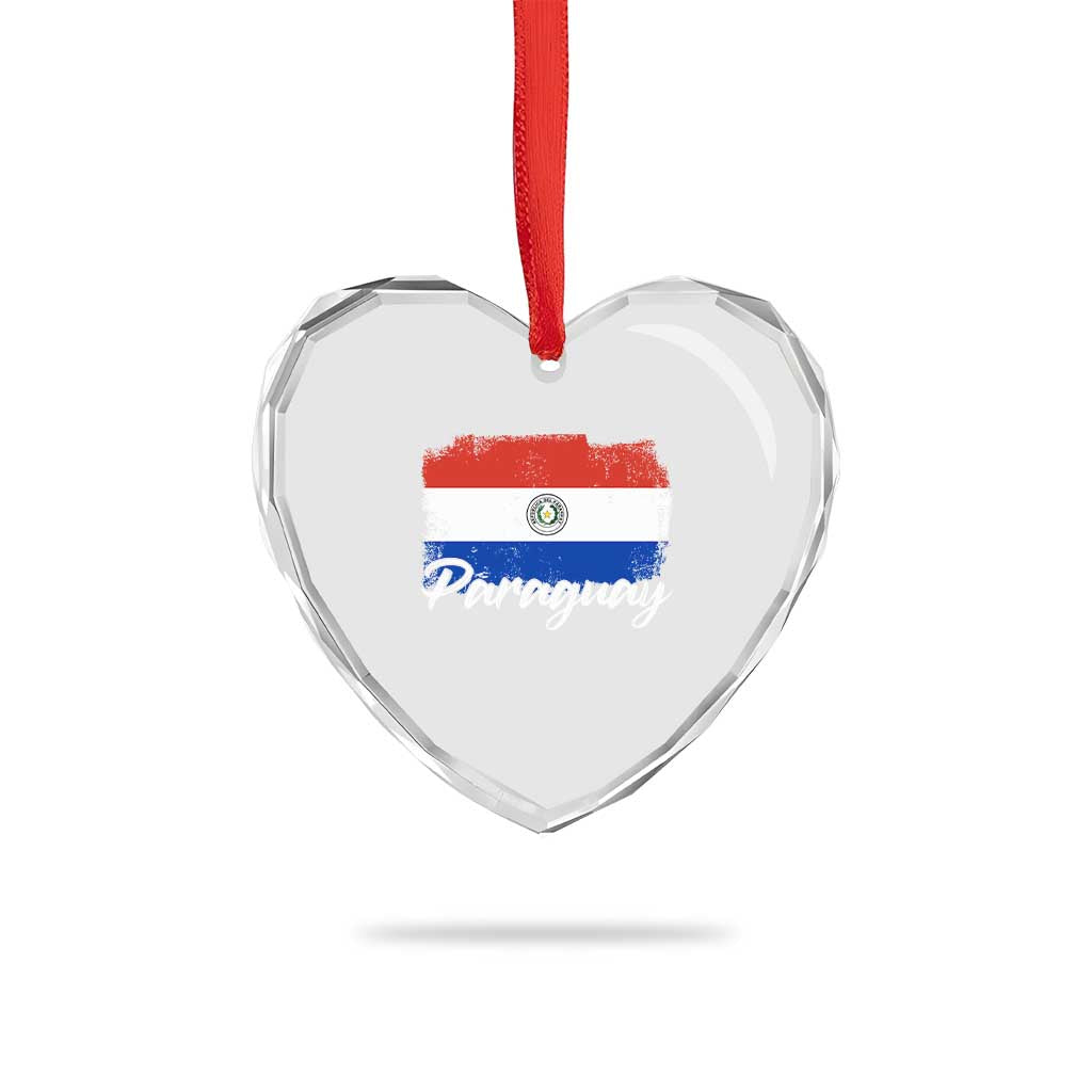 Vintage Paraguay Flag Paraguaya Heritage Pride Roots Heart Crystal Glass Ornament TS02 Print Your Wear