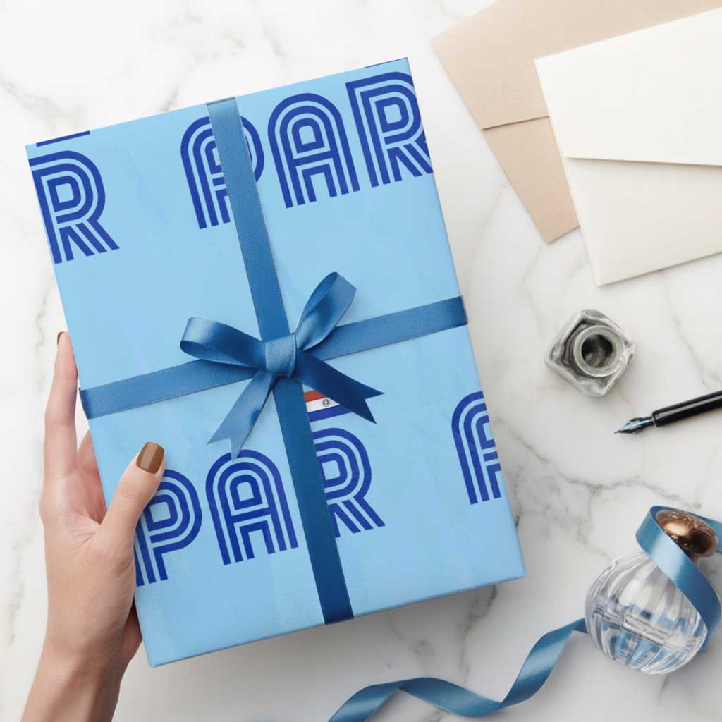 Vintage Paraguay Wrapping Paper Roll Retro Typography Patriotic Paraguayan Pride Flag Graphic TS10 Light Blue Print Your Wear