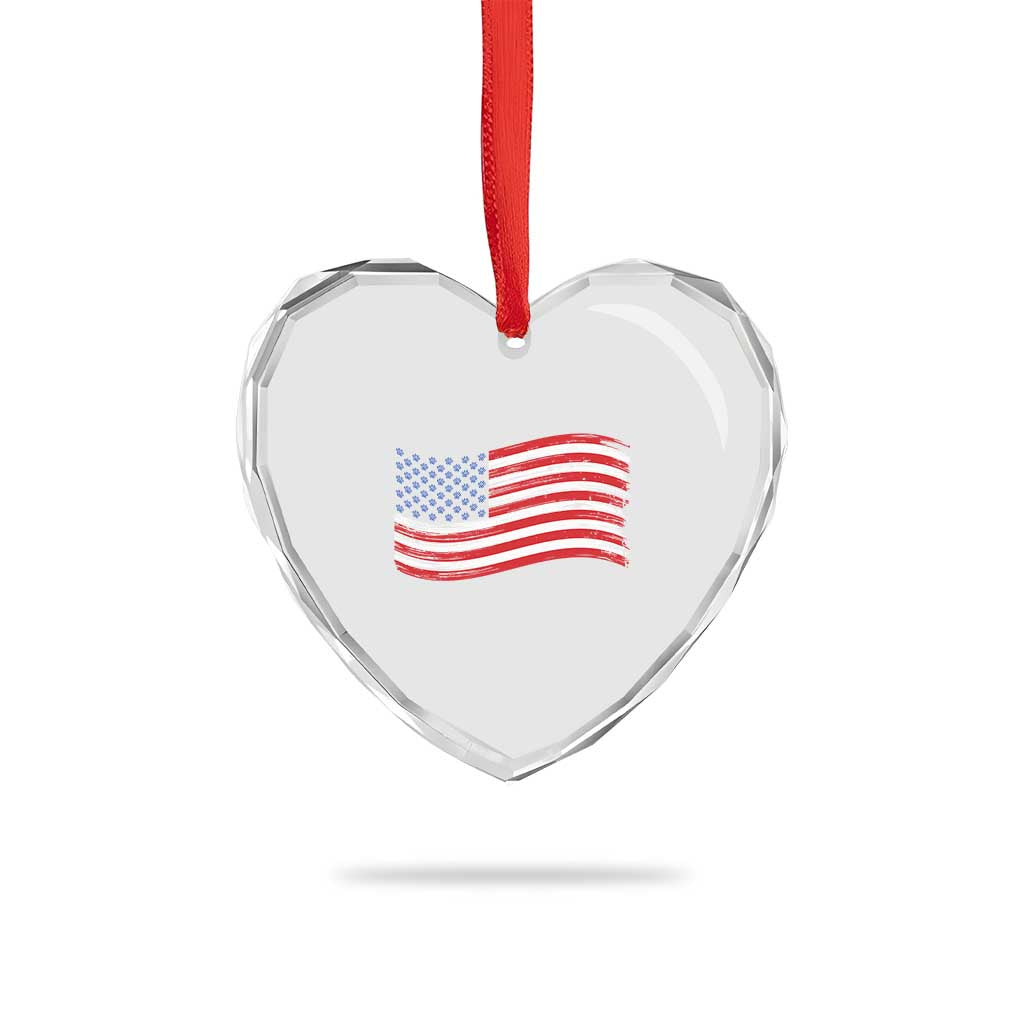 Vintage Patriotic American Flag Dog And Cat Paw Heart Crystal Glass Ornament Gift For Pet Lover TS12 Print Your Wear