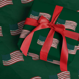 Vintage Patriotic American Flag Dog And Cat Paw Wrapping Paper Roll Gift For Pet Lover TS12 Green Print Your Wear