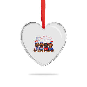 Vintage Patriotic Dachshund 250 Anniversary USA Heart Crystal Glass Ornament Freedom 250 Years Weiner Dog Lovers Dad Mom