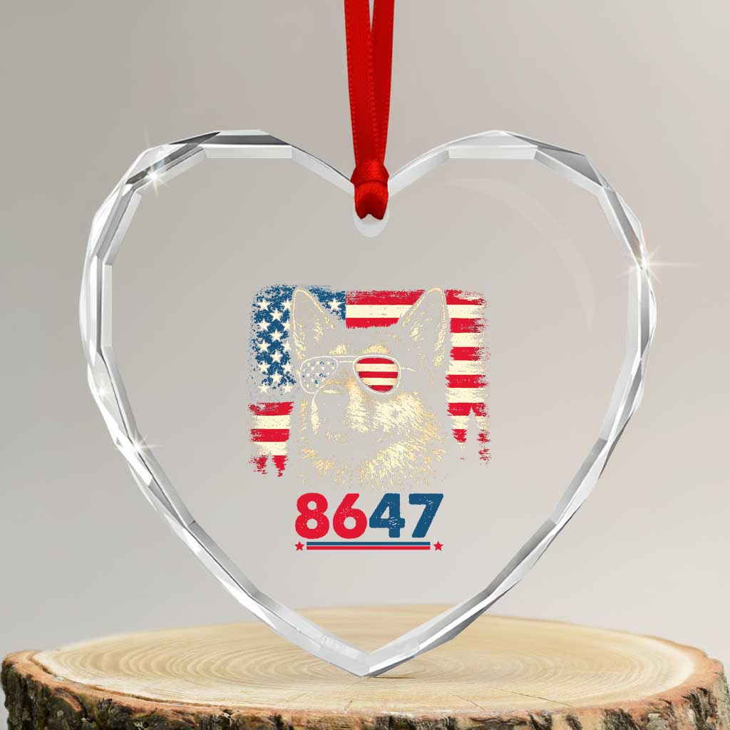 Vintage Patriotic German Shepherd 1776 Graphic Heart Crystal Glass Ornament American Flag Sunglasses Cool Dog 4th of July Distressed