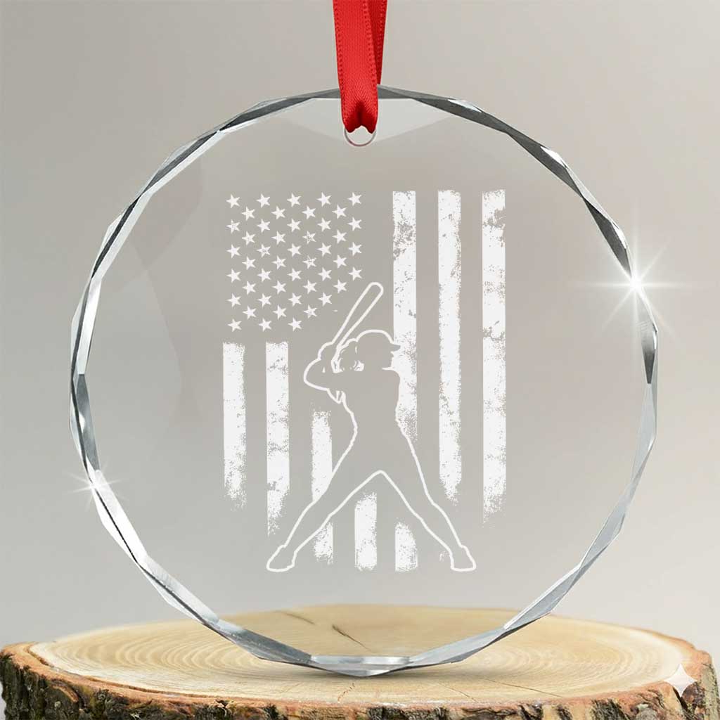 Vintage Patriotic Softball Crystal Glass Ornament Girls Baseball Softball Player American Flag TS10 Transparent Glass 3'' Circle Print Your Wear