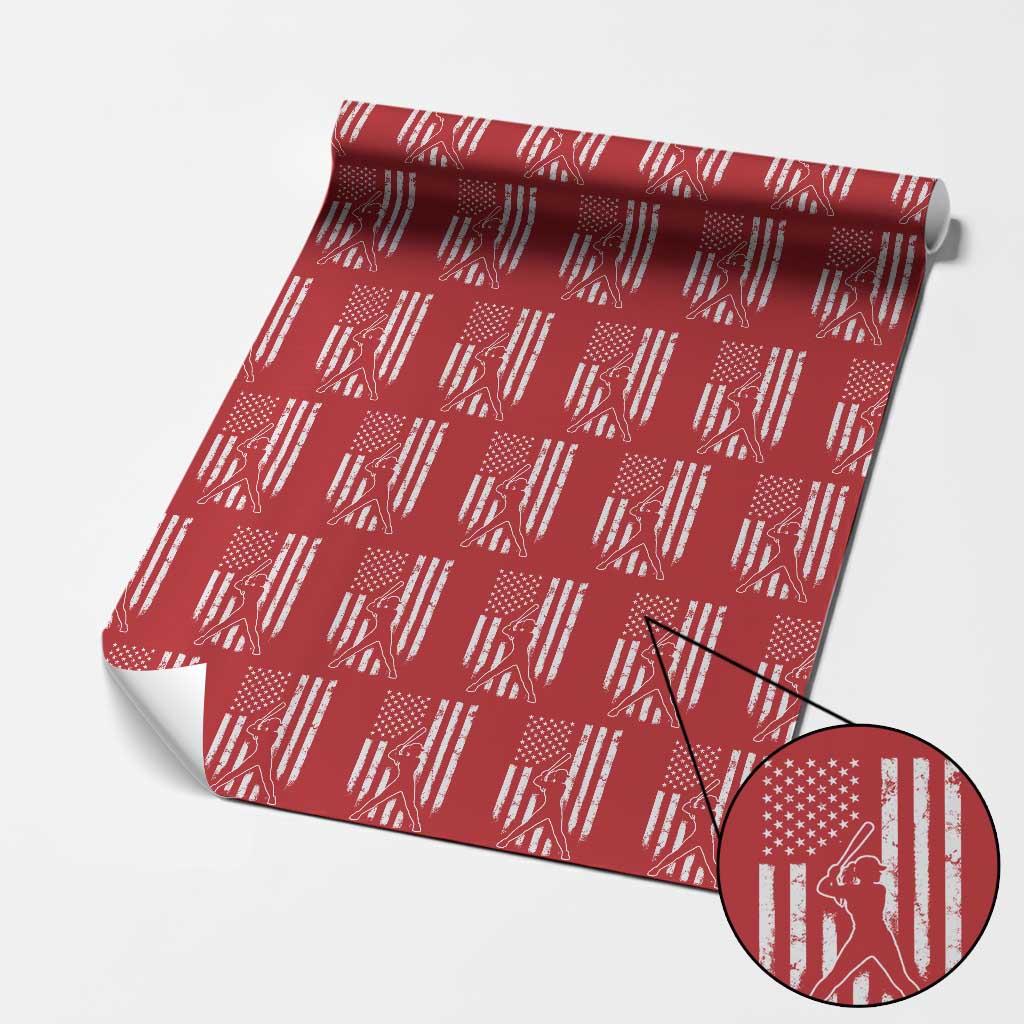 Vintage Patriotic Softball Wrapping Paper Roll Girls Baseball Softball Player American Flag TS10 Red Print Your Wear