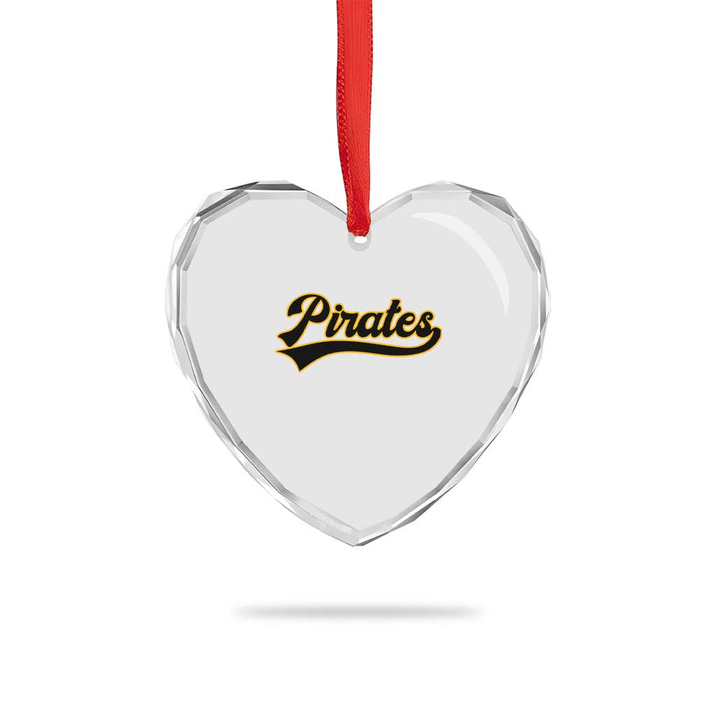 Vintage Pirates Heart Crystal Glass Ornament Varsity Script Retro Sports Jersey Style Baseball Fans TS10 Print Your Wear
