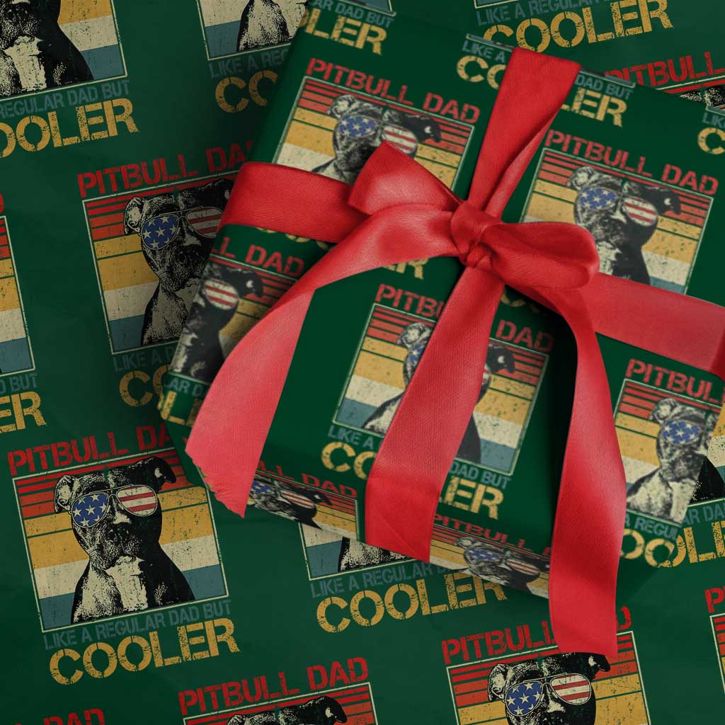 Vintage Pitbull Dad Wrapping Paper Roll Like A Regular Dad But Cooler TS10 Green Print Your Wear