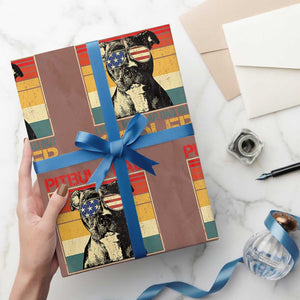 Vintage Pitbull Dad Wrapping Paper Roll Like A Regular Dad But Cooler TS10 Mocha Print Your Wear