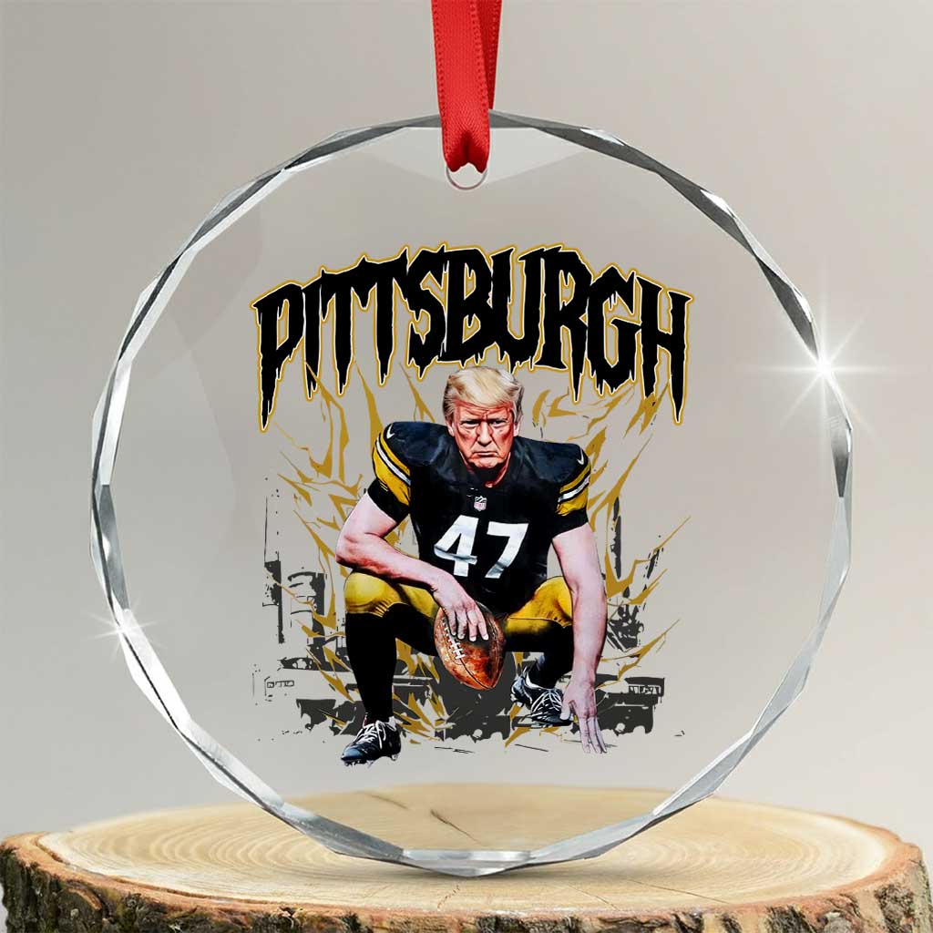Vintage Pittsburgh Crystal Glass Ornament Retro Sports Fan Trump 47 Streetwear Bootleg TS10 Transparent Glass 3'' Circle Print Your Wear