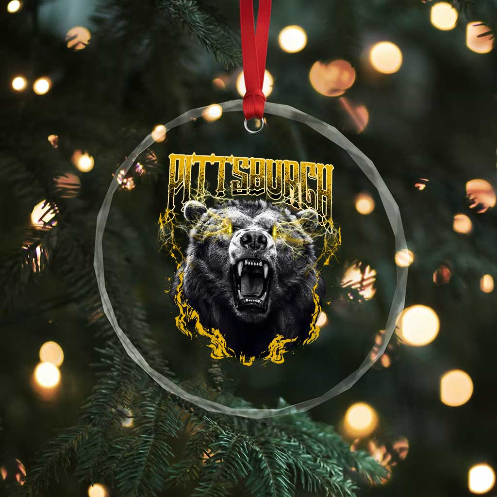 Vintage Pittsburgh Crystal Glass Ornament Retro Sports Fan Wild Bear Mascot Streetwear Bootleg TS10 Print Your Wear