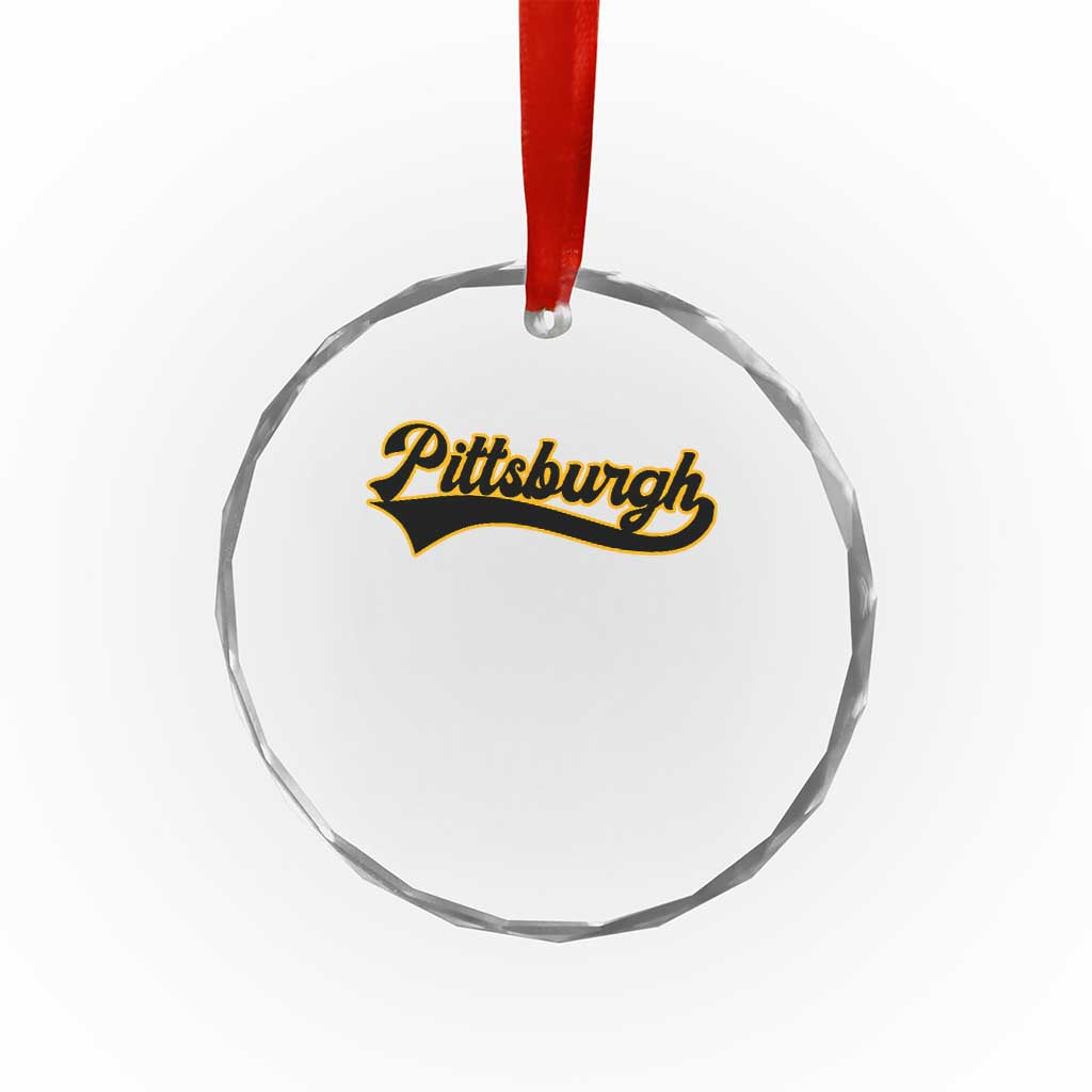 Vintage Pittsburgh Crystal Glass Ornament Varsity Script Retro Sports Jersey Style Baseball Fans TS10 Print Your Wear