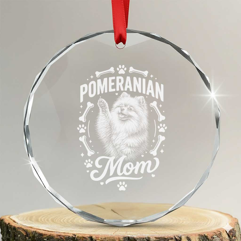 Vintage Pom Dog Mom Crystal Glass Ornament Pomeranian Lover Gift TS12 Transparent Glass 3'' Circle Print Your Wear