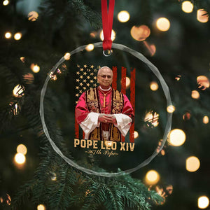 Vintage Pope Leo XIV Crystal Glass Ornament 267th Pope American Flag TS02 Print Your Wear