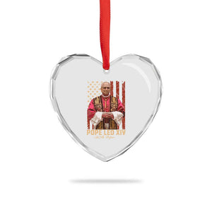 Vintage Pope Leo XIV Heart Crystal Glass Ornament 267th Pope American Flag TS02 Print Your Wear