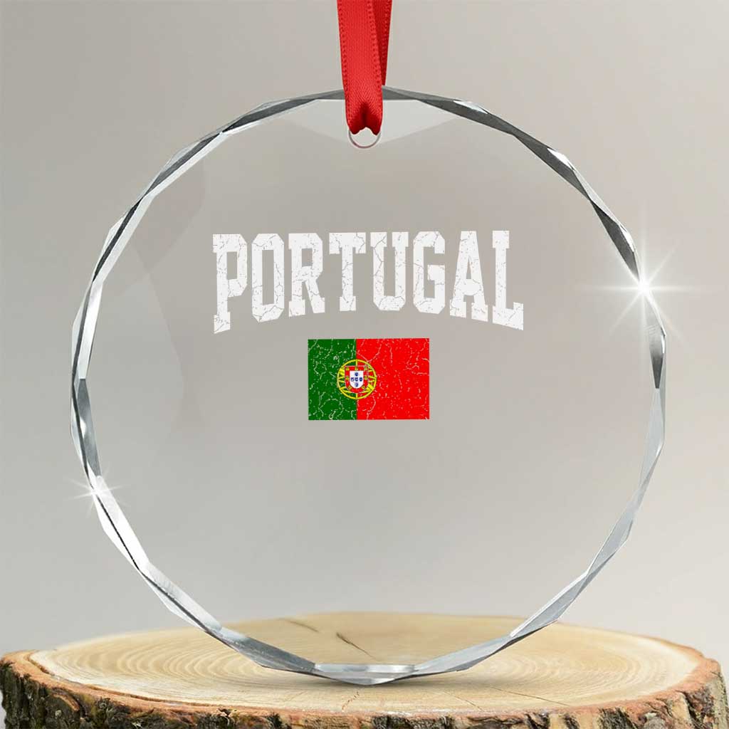 Vintage Portugal Flag Portuguese Pride Throwback Design Crystal Glass Ornament TS11 Transparent Glass 3'' Circle Print Your Wear