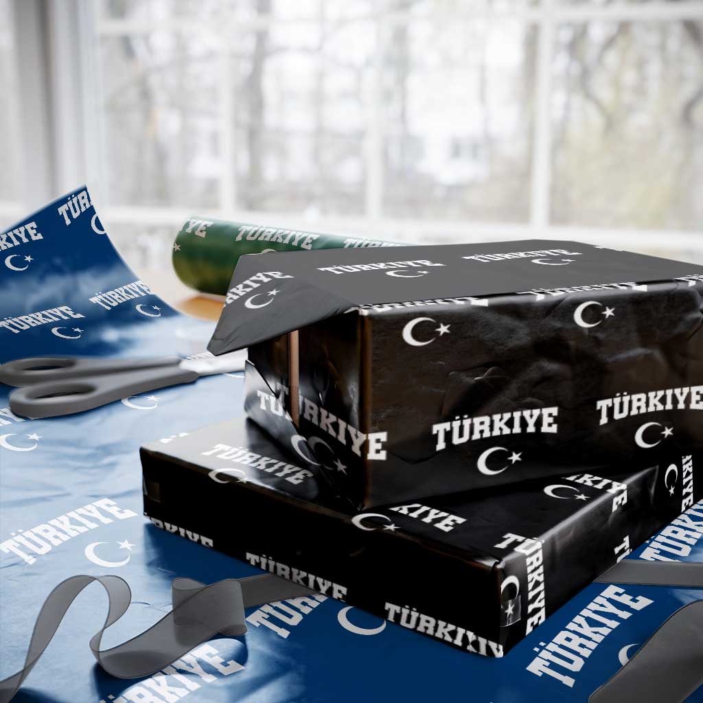 Vintage Proud Türkiye Flag Crescent and Star Wrapping Paper Roll Patriotic Turkish Turkey Heritage Pride