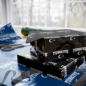 Vintage Proud Türkiye Flag Crescent and Star Wrapping Paper Roll Patriotic Turkish Turkey Heritage Pride