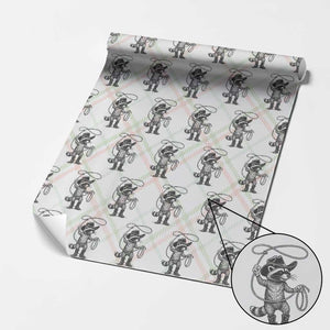Vintage Raccoon Cowboy Wrapping Paper Roll Cowgirl Trash Panda Western Country Meme TS10 Christmas Plaid Print Your Wear