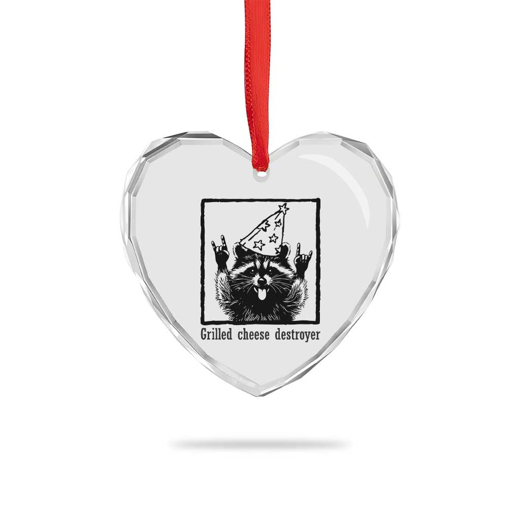 Vintage Raccoon Heart Crystal Glass Ornament Retro Silly Trash Panda Meme TS10 Print Your Wear
