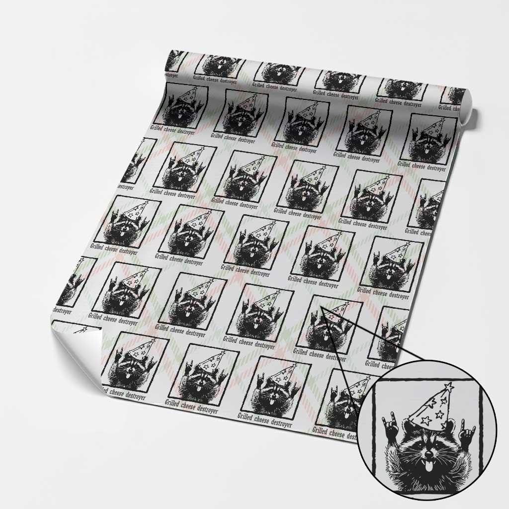Vintage Raccoon Wrapping Paper Roll Retro Silly Trash Panda Meme TS10 Christmas Plaid Print Your Wear