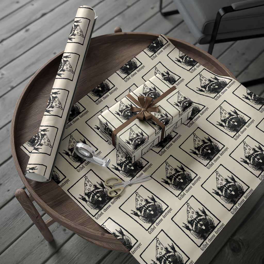 Vintage Raccoon Wrapping Paper Roll Retro Silly Trash Panda Meme TS10 Beige Print Your Wear