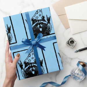Vintage Raccoon Wrapping Paper Roll Retro Silly Trash Panda Meme TS10 Light Blue Print Your Wear