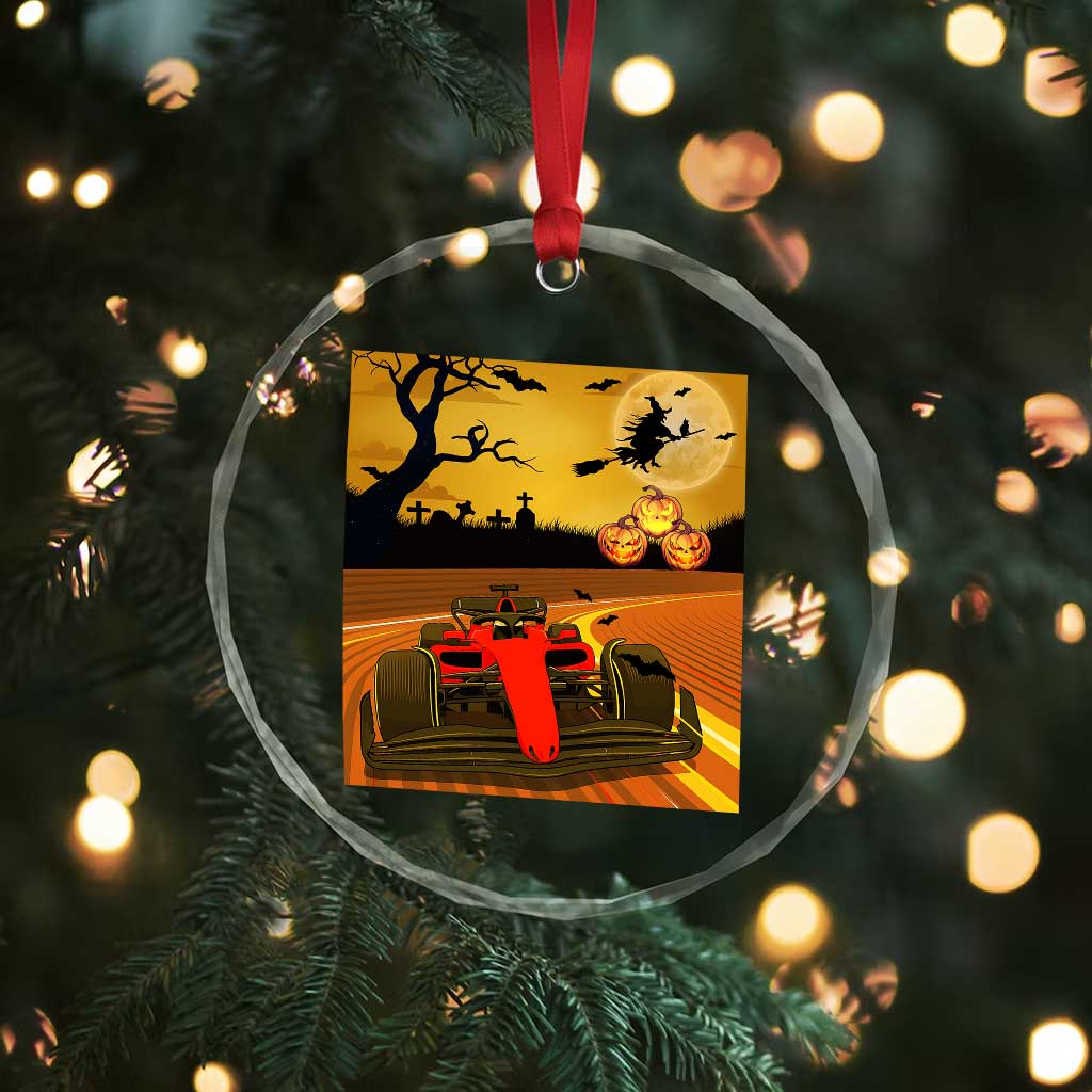 Vintage Race Car Halloween Pumpkin Retro Racing Crystal Glass Ornament TS14 Print Your Wear