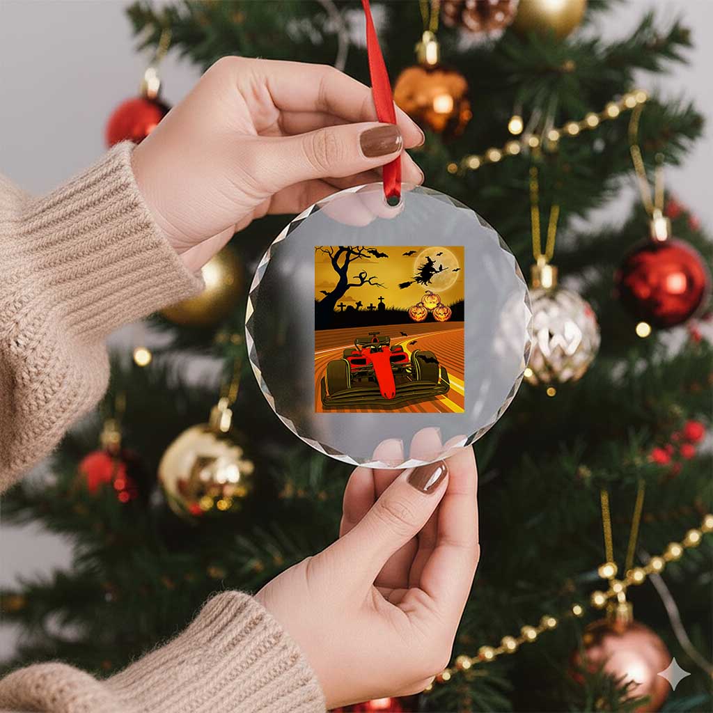 Vintage Race Car Halloween Pumpkin Retro Racing Crystal Glass Ornament TS14 Print Your Wear