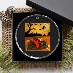 Vintage Race Car Halloween Pumpkin Retro Racing Crystal Glass Ornament TS14 Print Your Wear