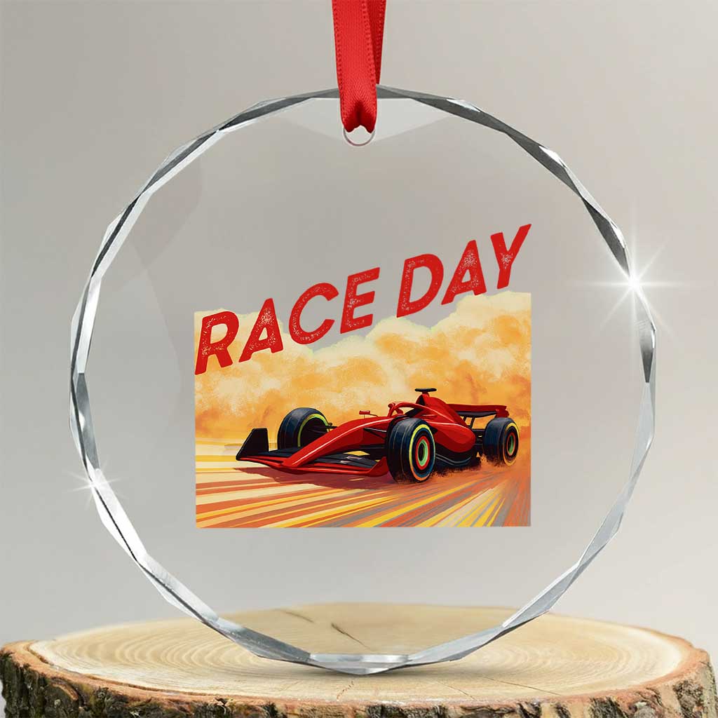 Vintage Racing Formula Car Crystal Glass Ornament TS14 Transparent Glass 3'' Circle Print Your Wear