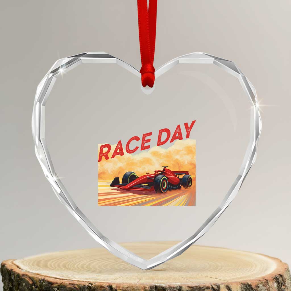 Vintage Racing Formula Car Heart Crystal Glass Ornament TS14 Transparent Glass 3'' Heart Print Your Wear
