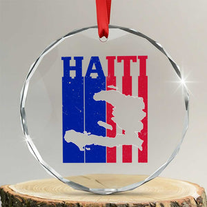 Vintage Retro Map of Haiti Crystal Glass Ornament Haitian Heritage Pride Travel Souvenir TS02 Transparent Glass 3'' Circle Print Your Wear