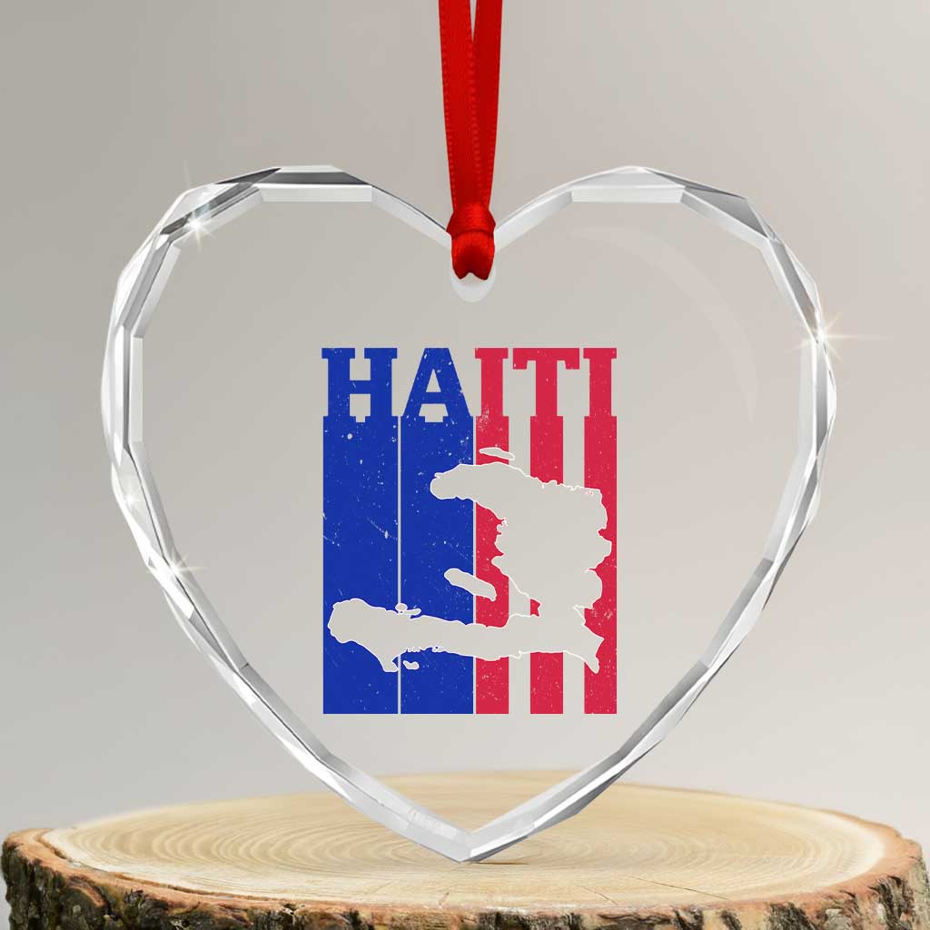 Vintage Retro Map of Haiti Heart Crystal Glass Ornament Haitian Heritage Pride Travel Souvenir TS02 Transparent Glass 3'' Heart Print Your Wear