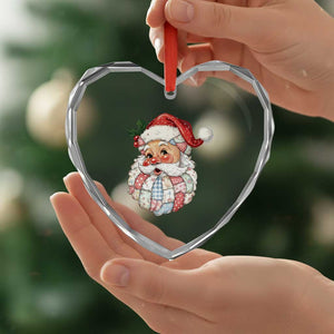Vintage Retro Patchwork Santa Xmas Heart Crystal Glass Ornament Merry Christmas Holiday TS11 Print Your Wear