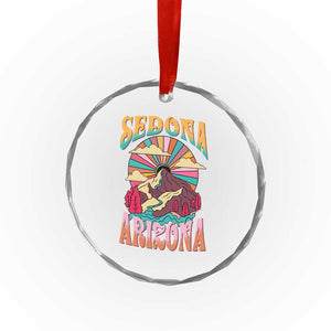 Vintage Retro Sedona Arizona Graphic Crystal Glass Ornament Psychedelic Red Rock Mountain Sunset Travel Souvenir