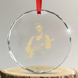 Vintage Rockin Abe Abraham Lincoln Playing Electric Guitar Crystal Glass Ornament Patriotic Music Rocker Mashup 4th of July Celebration TS02 Transparent Glass 3'' Circle Print Your Wear