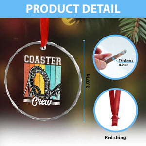 Vintage Rollercoaster Crew Crystal Glass Ornament Family Roller Coaster Amusement Park