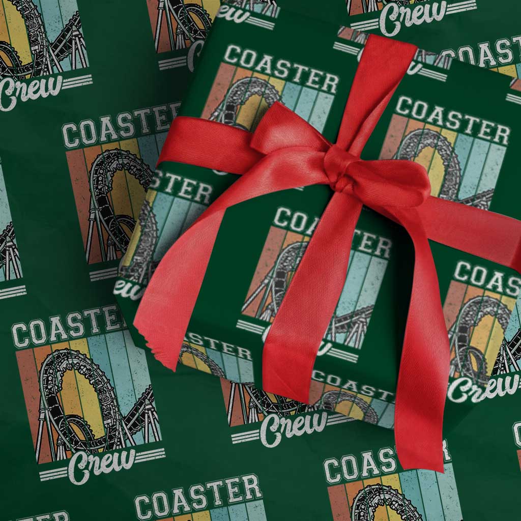 Vintage Rollercoaster Crew Wrapping Paper Roll Family Roller Coaster Amusement Park