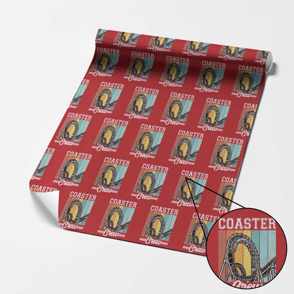 Vintage Rollercoaster Crew Wrapping Paper Roll Family Roller Coaster Amusement Park