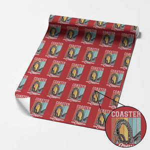 Vintage Rollercoaster Crew Wrapping Paper Roll Family Roller Coaster Amusement Park