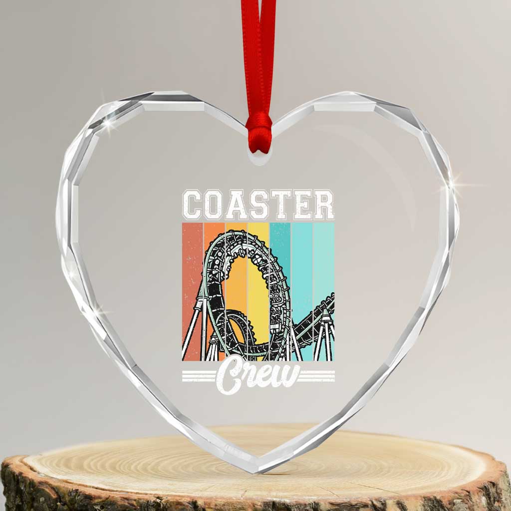 Vintage Rollercoaster Crew Heart Crystal Glass Ornament Family Roller Coaster Amusement Park TS10 Transparent Glass 3'' Heart Print Your Wear