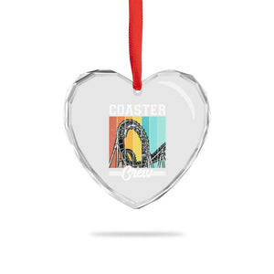 Vintage Rollercoaster Crew Heart Crystal Glass Ornament Family Roller Coaster Amusement Park