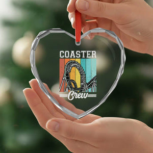 Vintage Rollercoaster Crew Heart Crystal Glass Ornament Family Roller Coaster Amusement Park