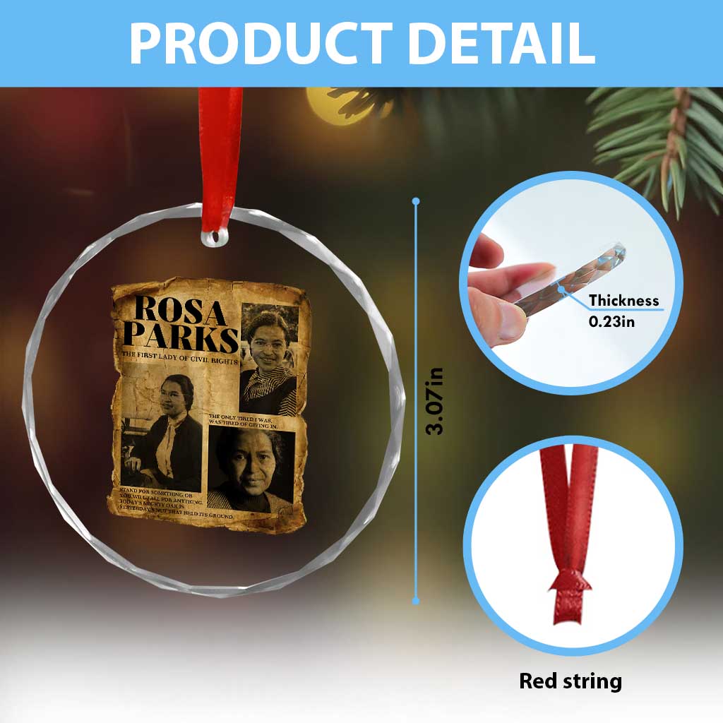 Vintage Rosa Parks Crystal Glass Ornament Women Empowerment Inspirational Quote TS12 Print Your Wear
