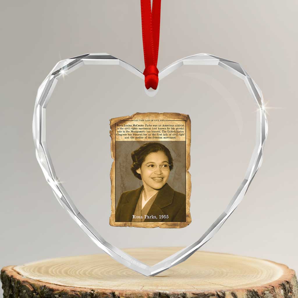 Vintage Rosa Parks Heart Crystal Glass Ornament First Lady Of Civil Rights TS12 Transparent Glass 3'' Heart Print Your Wear