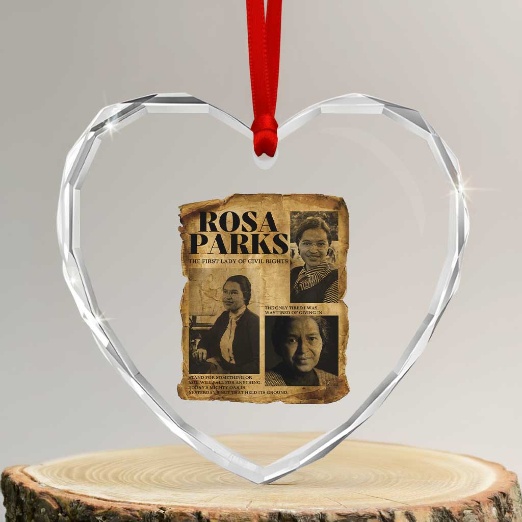 Vintage Rosa Parks Heart Crystal Glass Ornament Women Empowerment Inspirational Quote TS12 Transparent Glass 3'' Heart Print Your Wear