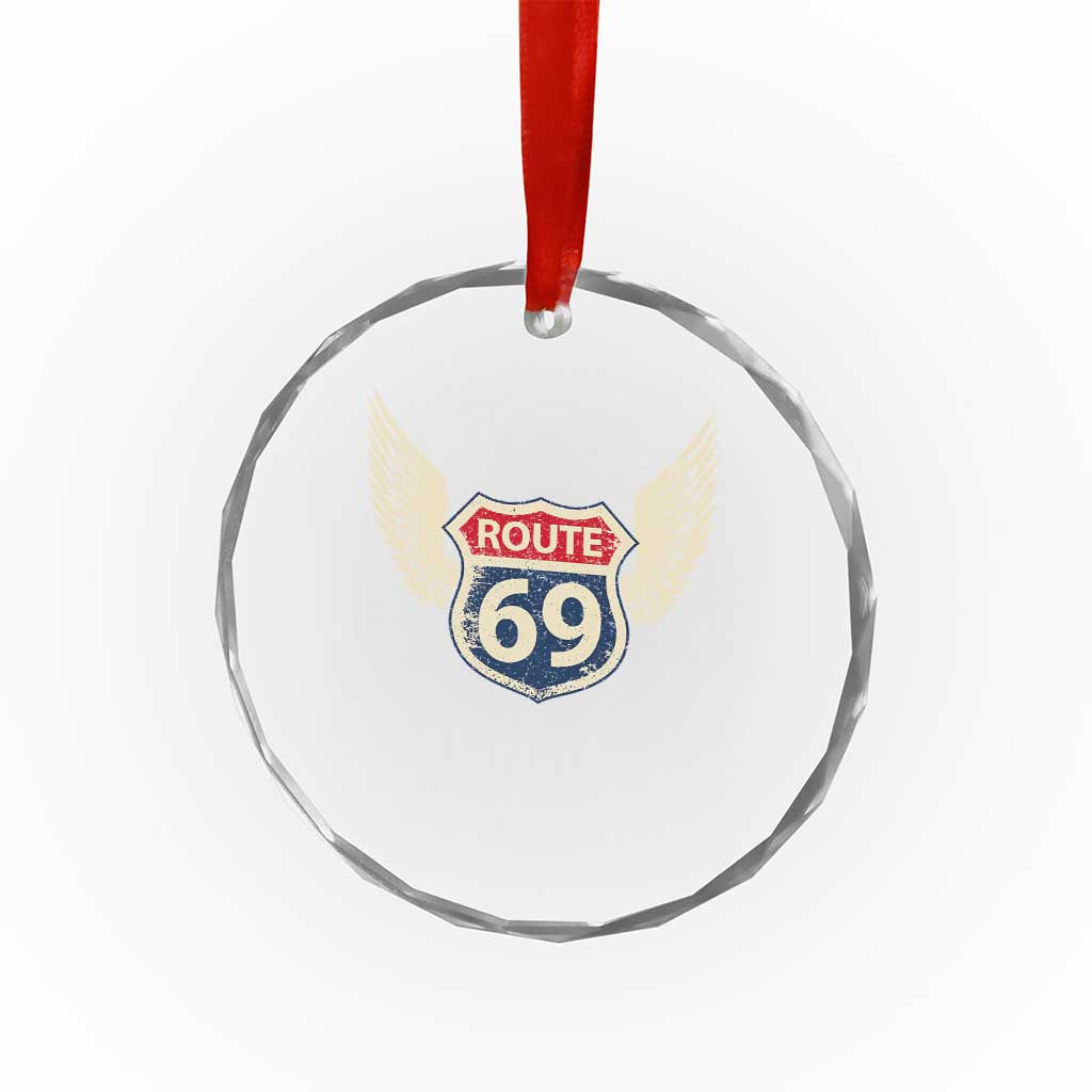 Vintage Route 69 Highway Road Trip Sign Crystal Glass Ornament TS11 Print Your Wear