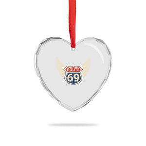 Vintage Route 69 Highway Road Trip Sign Heart Crystal Glass Ornament TS11 Print Your Wear