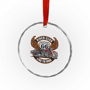 Vintage Route Highway 66 Biker Club Crystal Glass Ornament Live To Ride Motorcycle Graphic TS12 Print Your Wear