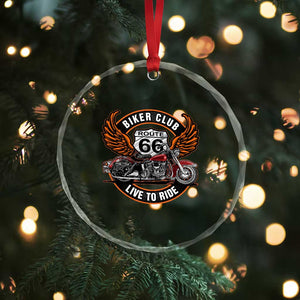 Vintage Route Highway 66 Biker Club Crystal Glass Ornament Live To Ride Motorcycle Graphic TS12 Print Your Wear