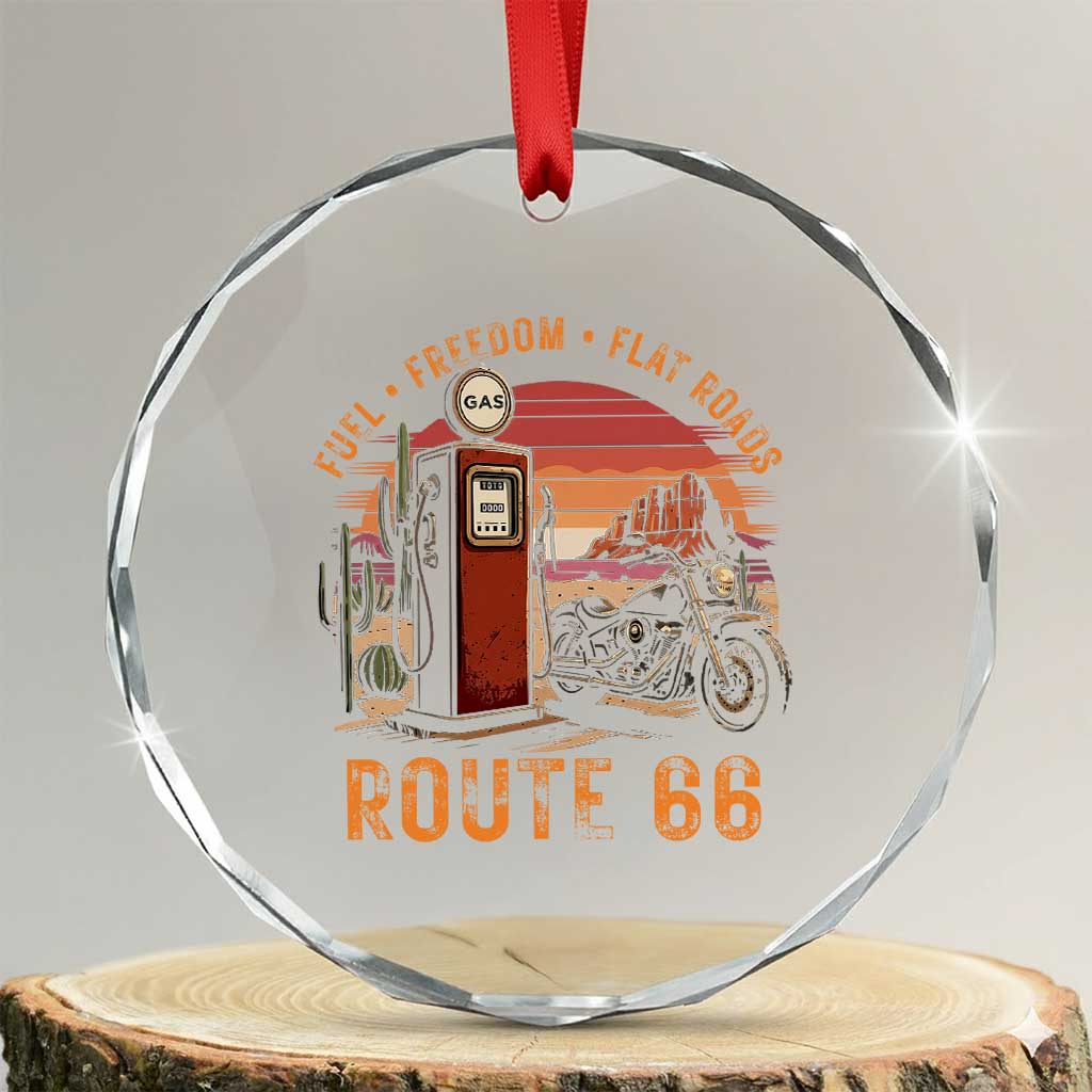Vintage Route Highway 66 Gas Pump Crystal Glass Ornament Fuel Freedom Flat Roads TS12 Transparent Glass 3'' Circle Print Your Wear